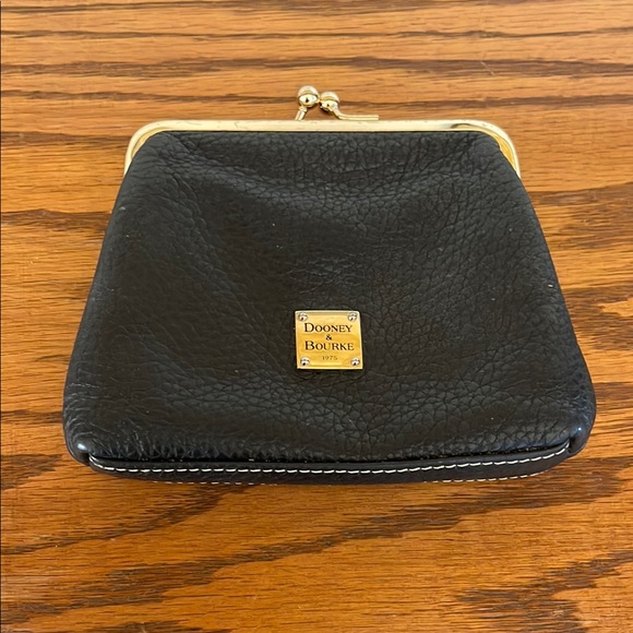 Dooney & Bourke Handbags - Dooney & Bourke Black Leather Clasp Coin Pouch